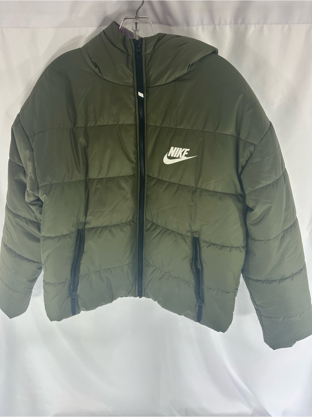 Nike Women’s Therma-FIT Repel Hooded Puffer Jacket Size Small Olive Green